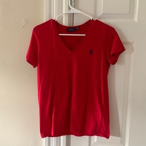 Red polo shirt